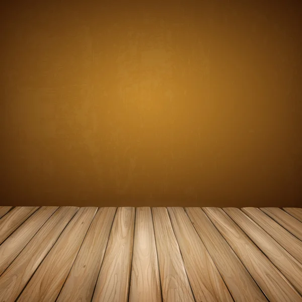 Pared interior vacía con suelo de madera — Vector de stock