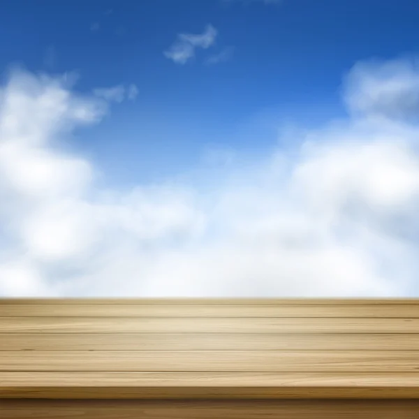 Tablones de madera aislados en el cielo azul — Archivo Imágenes Vectoriales