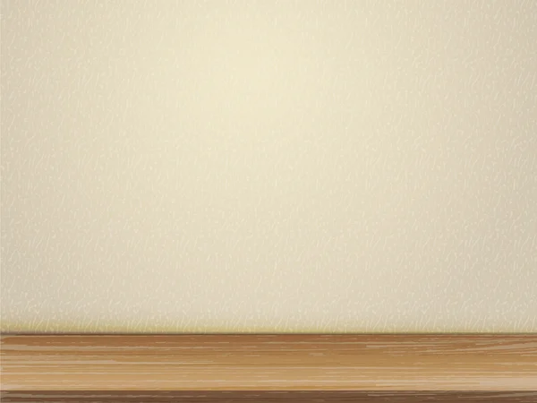 Pared interior vacía con mesa de madera — Vector de stock