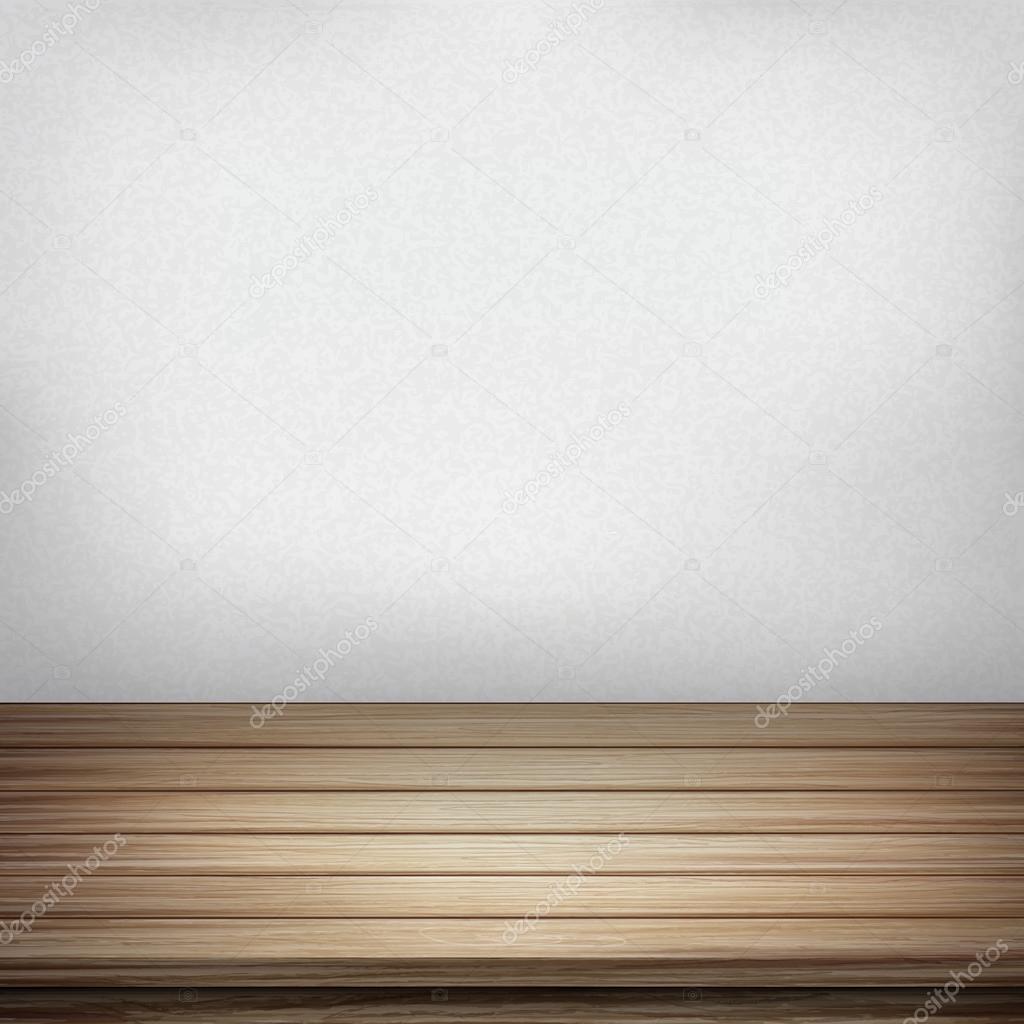 empty interior wall with wooden table