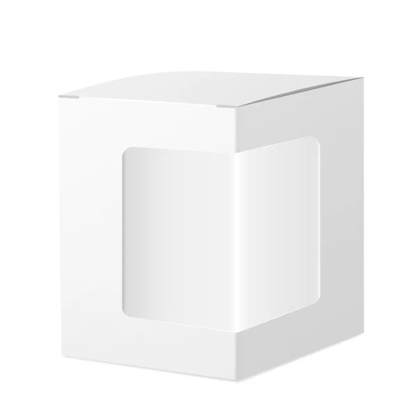 Paquete caja de cartón con ventana de plástico transparente — Archivo Imágenes Vectoriales