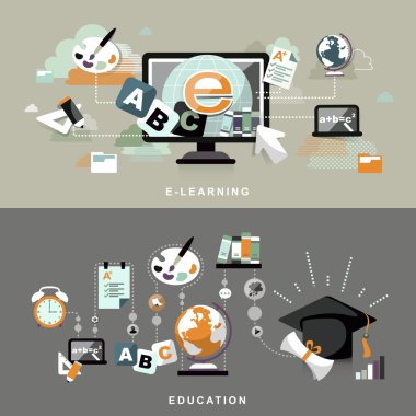 Eğitim kavramı afiş düz tasarım 