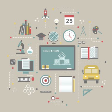 düz tasarım eğitim kavramı 