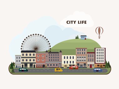 güzel şehir manzarası düz tasarım