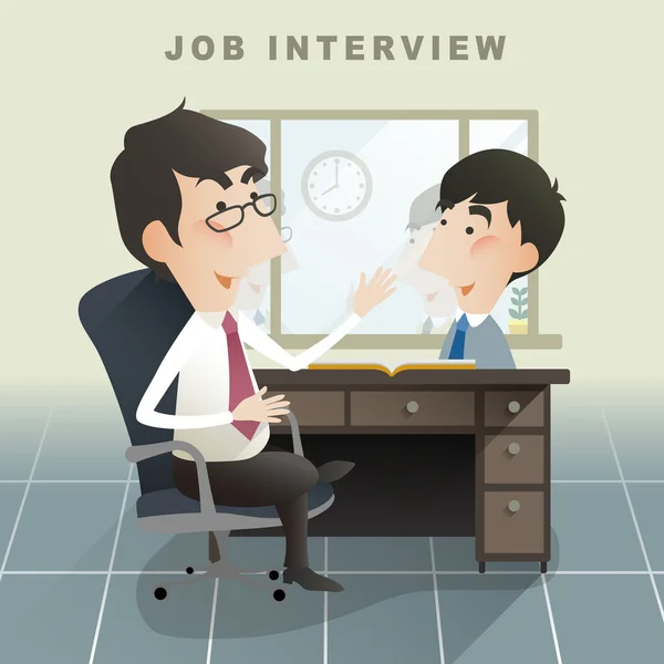 Job interview scene in flat design — Stock Vector