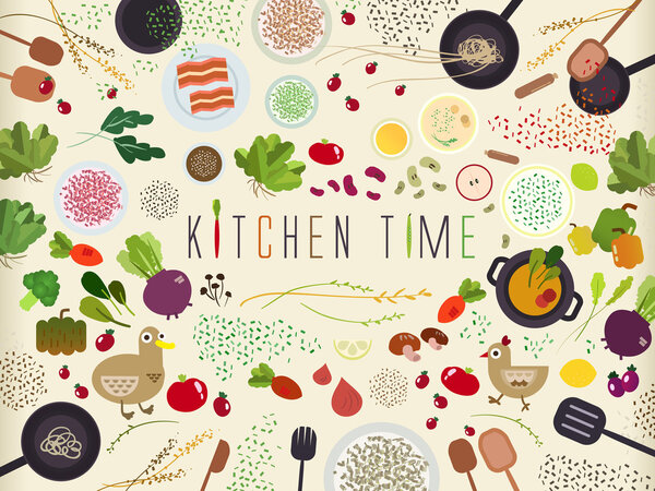 flat kitchen table for cooking in flat design 