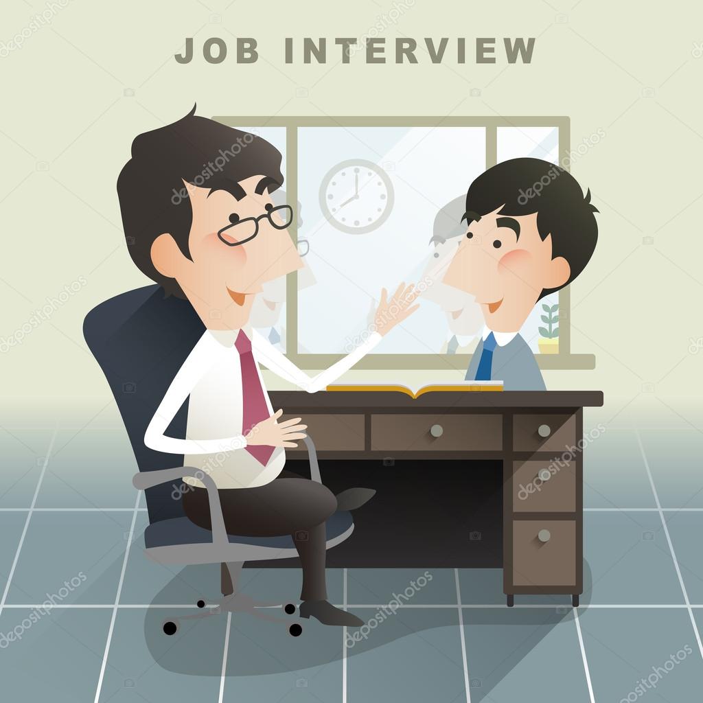 job interview scene in flat design