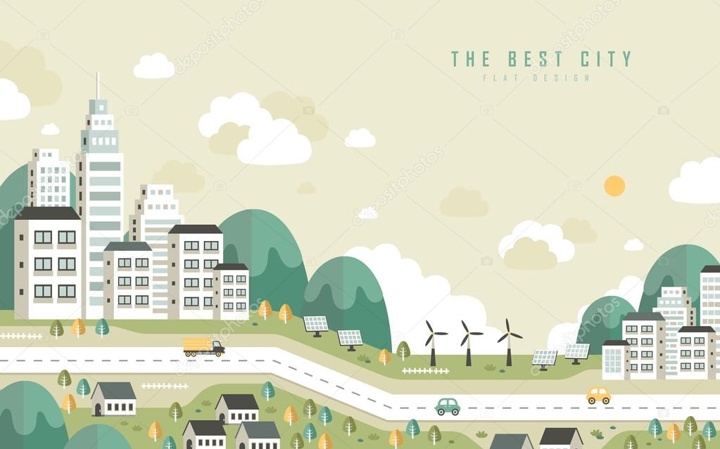 the best city scenery in flat design