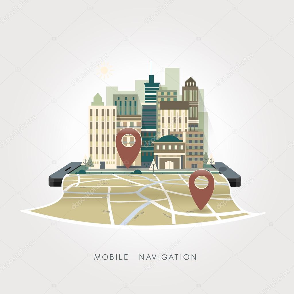 mobile navigation apps concept in flat design