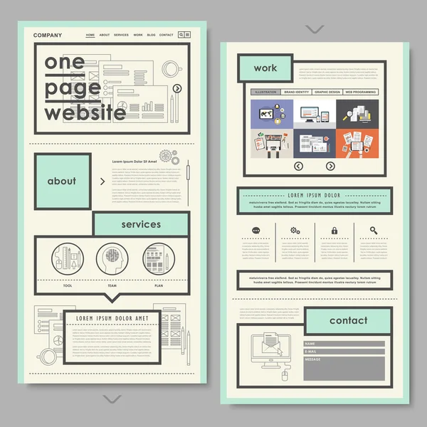 Retro document style one page website design — Stockový vektor