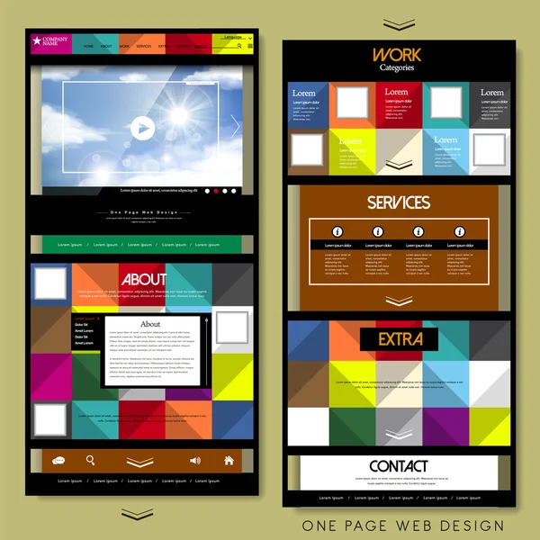 Modelo geométrico de design de site de uma página — Vetor de Stock