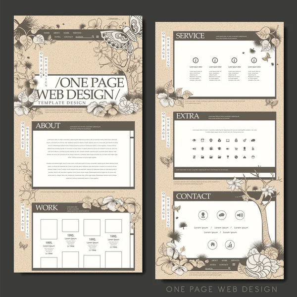 Vintage one page website design template — Stok Vektör