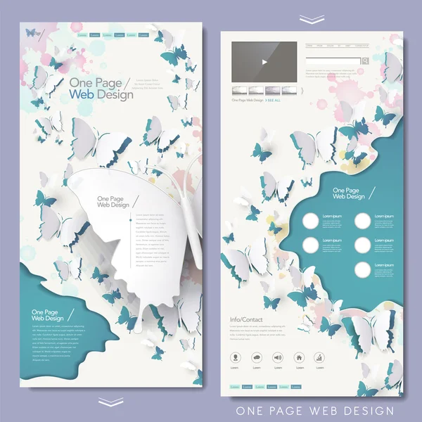Elegant butterflies paper cut one page website — Stockvector