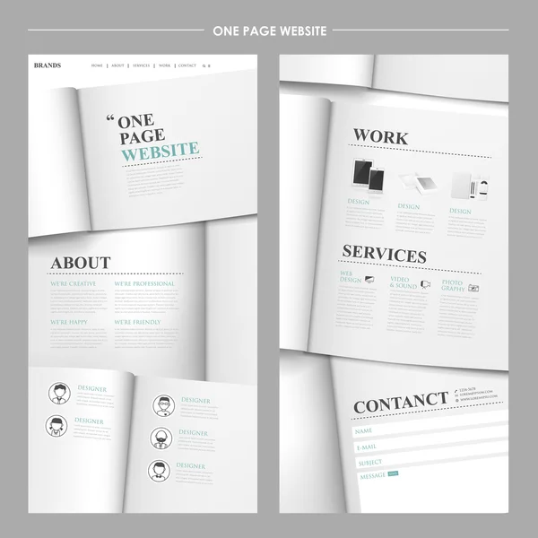 シンプルさの 1 つのページのウェブサイトのデザイン — ストックベクタ