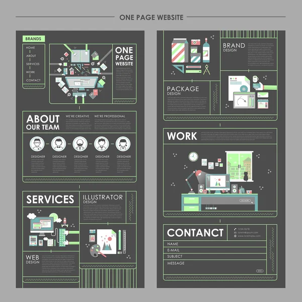 魅力的な 1 つのページのウェブサイトのデザイン — ストックベクタ