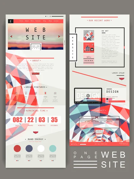 Plantilla de diseño geométrico moderno sitio web de una página — Vector de stock