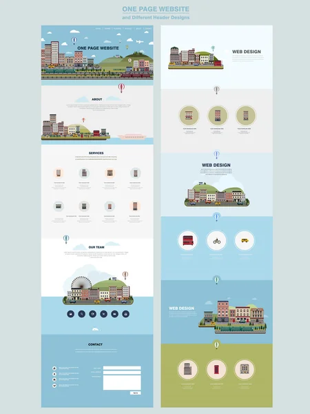 カラフルな国の風景 1 ページのウェブサイトのデザイン テンプレート — ストックベクタ