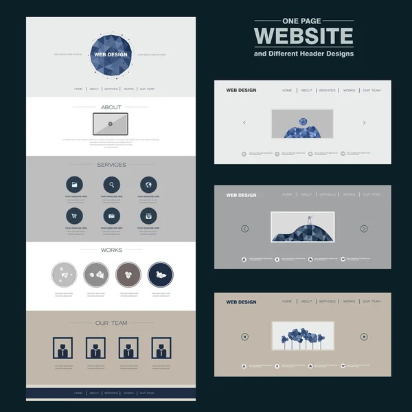 Elegante plantilla de diseño de sitio web de una página — Archivo Imágenes Vectoriales