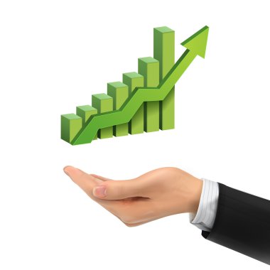 3d el çubuk grafiği yükselen ok ile tutarak 