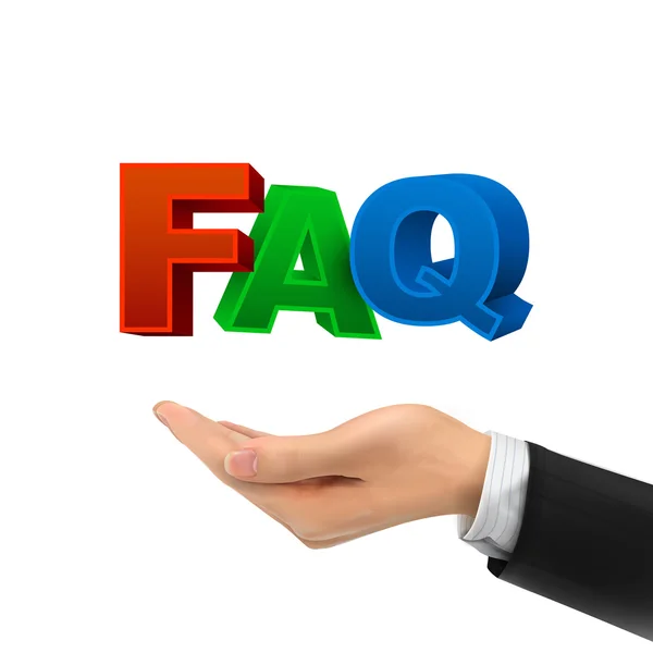 3d main tenant FAQ mots — Image vectorielle