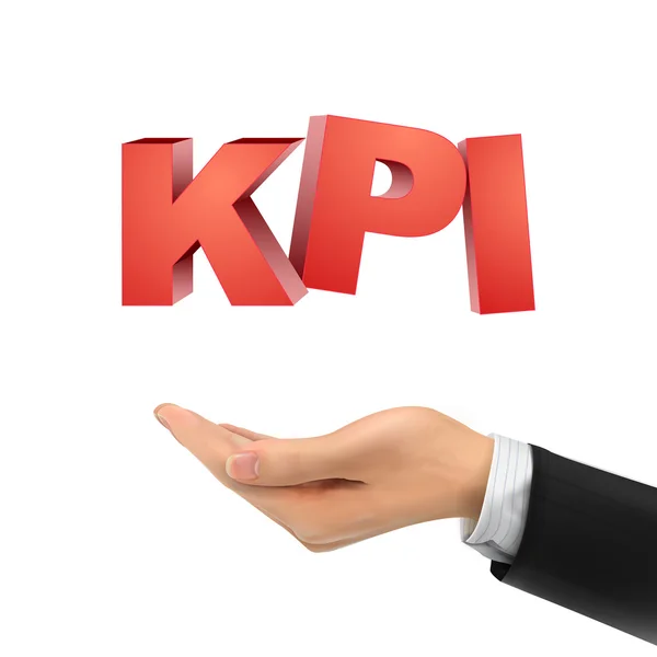3d hand holding KPI words — Stock Vector