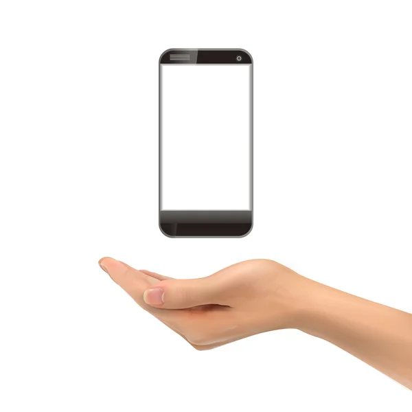 3d mano che tiene smartphone — Vettoriale Stock