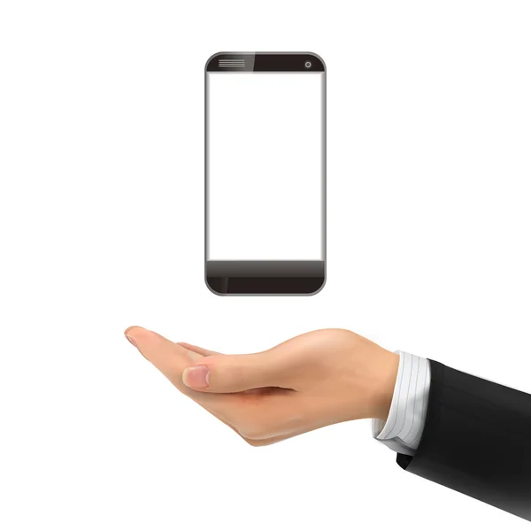 3d mano che tiene smartphone — Vettoriale Stock
