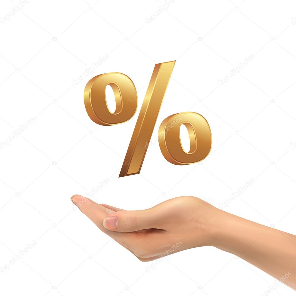 3d hand holding percent sign