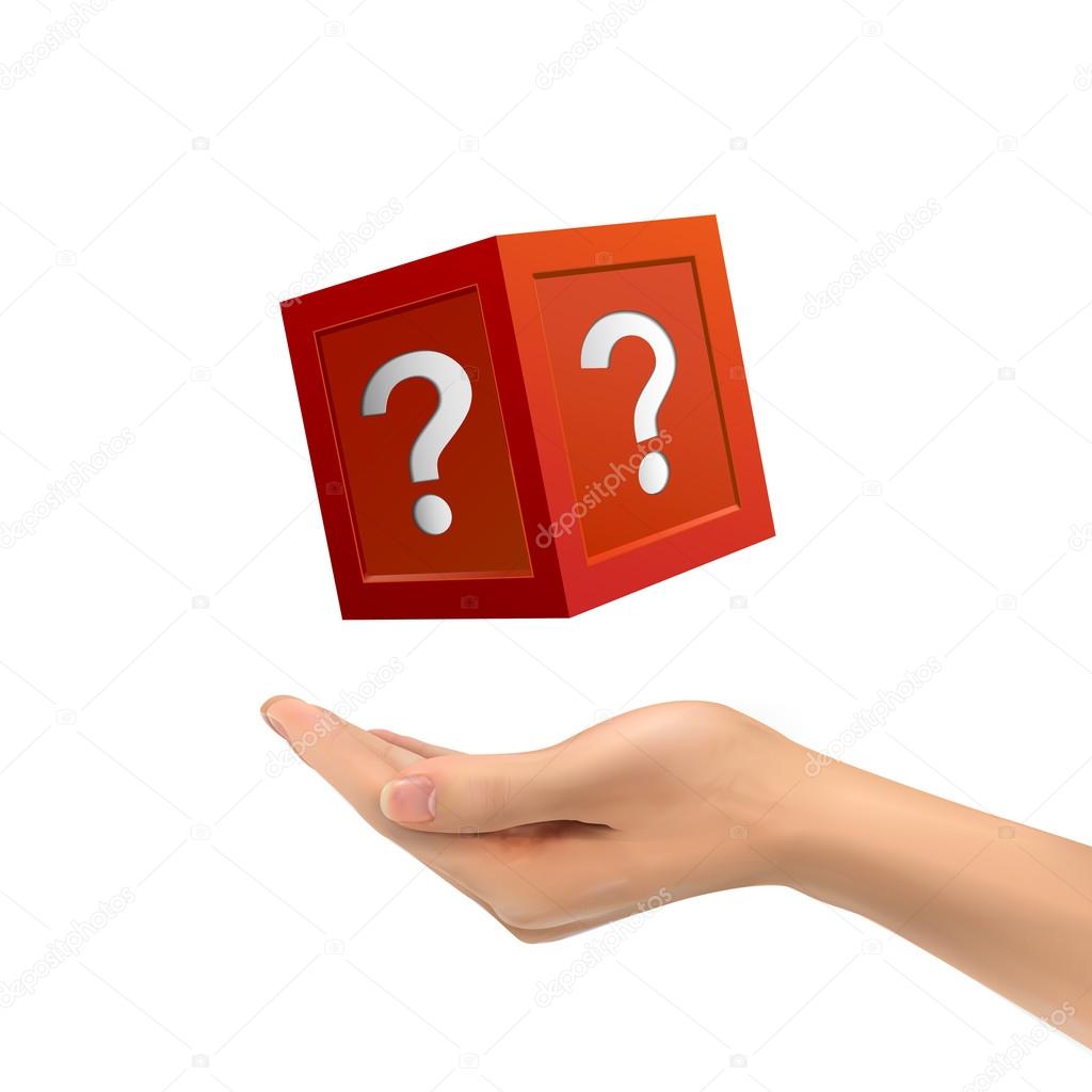 3d hand holding mysterious box