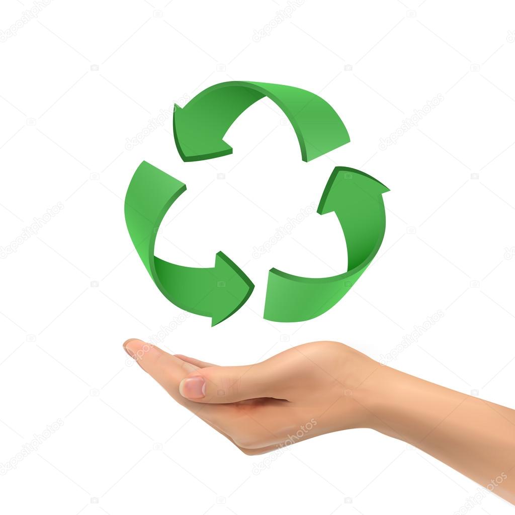 3d hand holding recycle sign