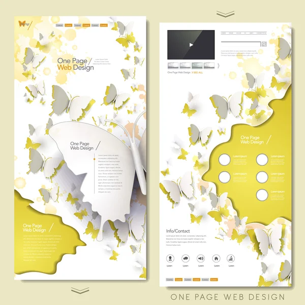 Elegant butterflies paper cut one page website — ストックベクタ