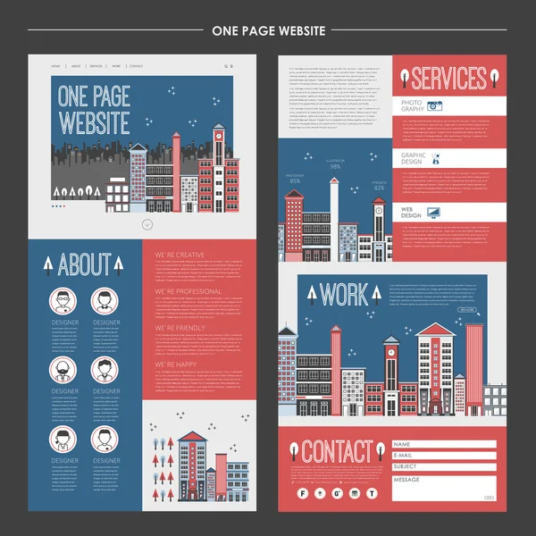 Noche escena de la ciudad una página web plantilla de diseño — Vector de stock