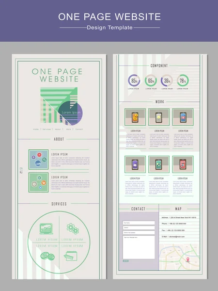 幾何学的な 1 つのページのウェブサイトのデザイン テンプレート — ストックベクタ