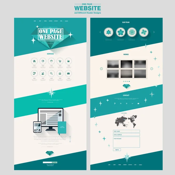モダンな 1 つのページのウェブサイトのデザイン テンプレート — ストックベクタ