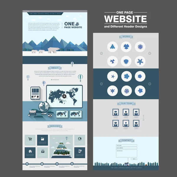 北極シーン 1 ページのウェブサイトのデザイン テンプレート — ストックベクタ