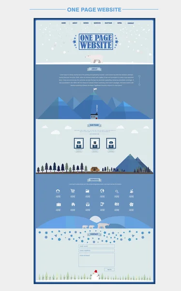 Pemandangan kutub utara satu halaman templat desain situs web - Stok Vektor