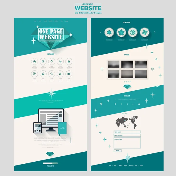 Modern one page website design template — Stock Vector