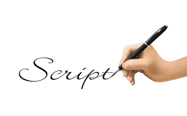 Script woord geschreven door 3D-hand — Stockvector