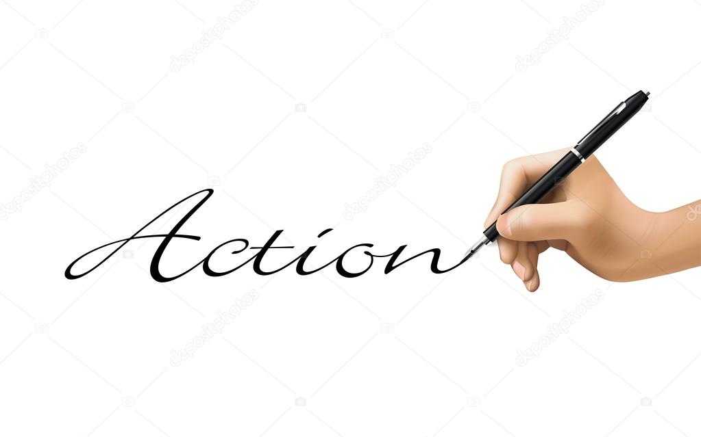 Action word written by 3d hand