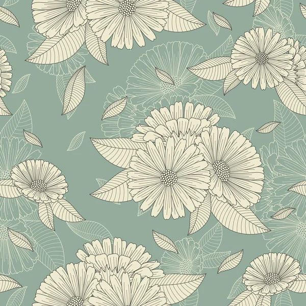 Chamomile retro seamless pattern — Stock Vector