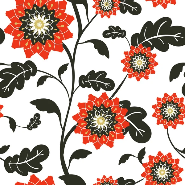 Flores de sol rojo moderno fondo sin costuras — Archivo Imágenes Vectoriales