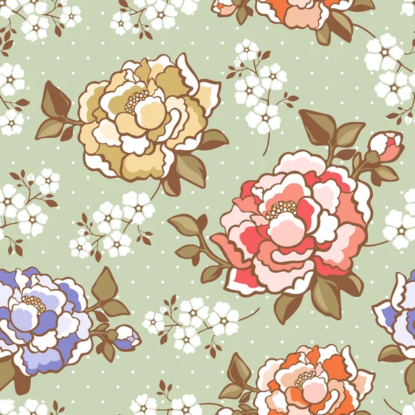Elegante peony naadloze floral patroon achtergrond — Stockvector