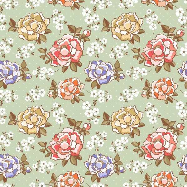 Peonía elegante fondo patrón floral sin costuras — Vector de stock