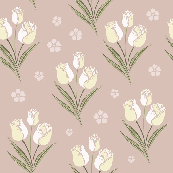 Retro tulips seamless pattern background — Stock Vector