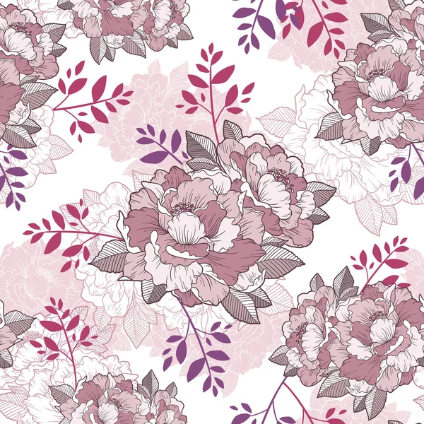 Elegante peony naadloze floral patroon achtergrond — Stockvector