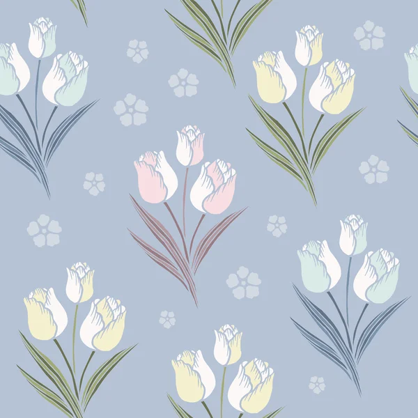 Retro tulips seamless pattern background — Stock Vector