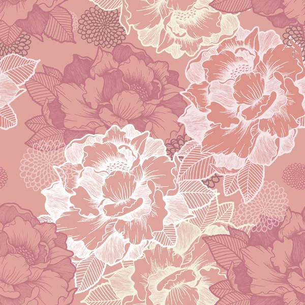 Élégant pivoine sans couture motif floral fond — Image vectorielle