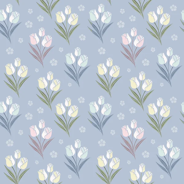 Retro tulips seamless pattern background — Stock Vector