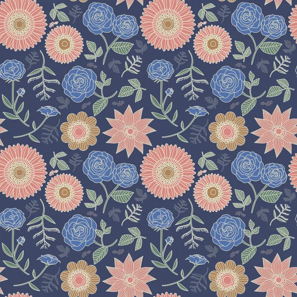 Elegante bloemen naadloos patroon — Stockvector