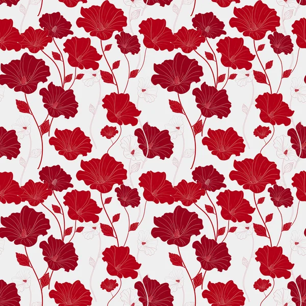 Graceful red seamless floral pattern — Stock Vector